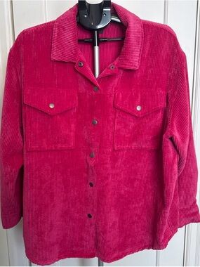 Wild Fable Magenta Corduroy Shacket, Hot Pink Oversized Button Down, Large